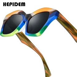 HEPIDEM Acetate Polarized Sunglasses Women New in Famous Brand Designer Thick Big Size Cat Eye Cateye Sun Glasses gm y2k 9375