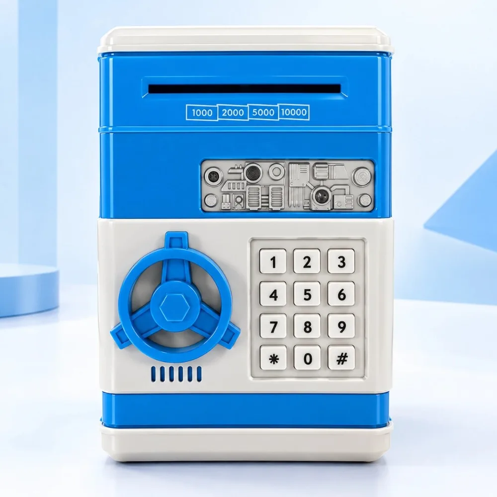 Elektronisches Sparschwein, automatischer Mini-Safe, Münzen, Bargeldsparend, Spardose, Passwort, Zähler, Code, Schlüsselschloss, Münzbank, Geldautomaten, Kindergeschenk – Detail 4