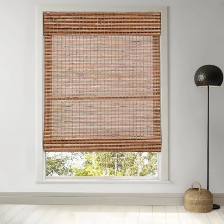 

Cordless Bamboo Roman Shades for Windows, Light Filtering Natural Bamboo Blinds, Easy Lift Cordless Design for Living Room and