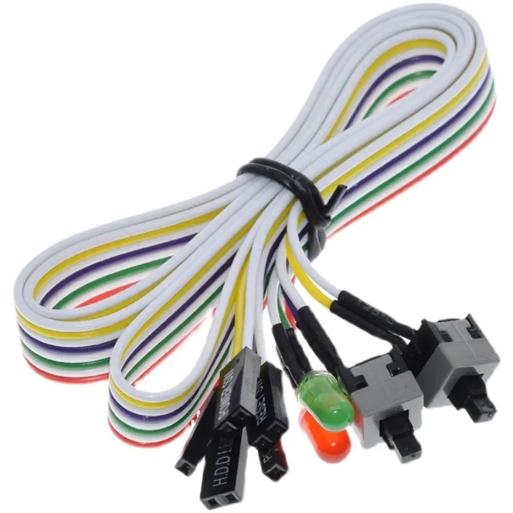 

Cord On Off Reset ATX PC Computer On/Off/Reset PC Power Reset Switch Motherboard Power Cable Push Button Switch with LED Light