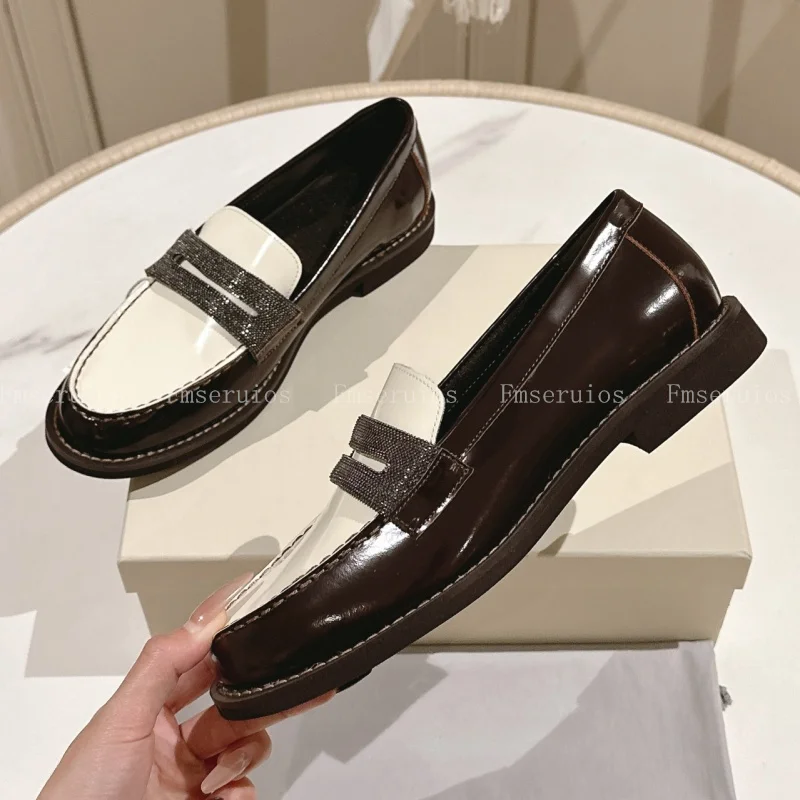 جديد أنيق المرأة المتسكعون الشقق جولة تو الانزلاق على الضحلة مختلط اللون حجر الراين أزياء عالية الجودة مكتب سيدة الأحذية اللباس