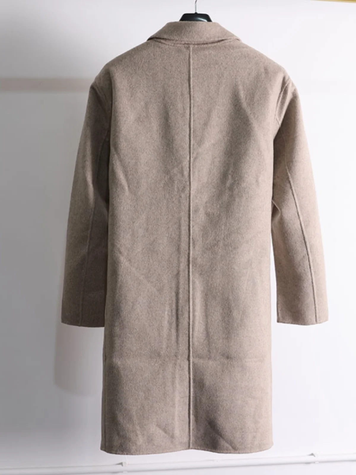 

Thiened двустороннее шерстяное мужское пальто весна-осень с отложным воротником Long Sve Faionable Urban Sle Stand Fit