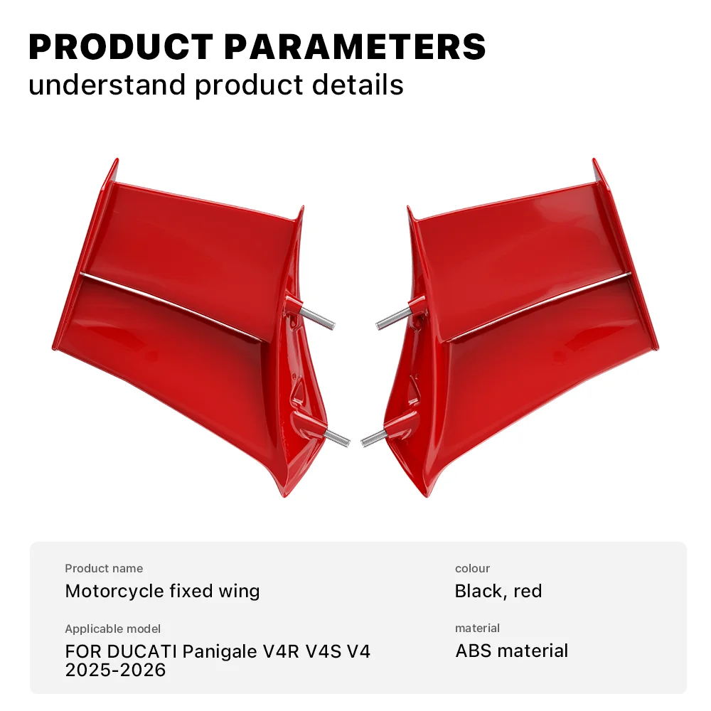 ملحقات جديدة للدراجات النارية باللون الأحمر V4 جناح سبويلر لـ Ducati Panigale V4S V4R 2025 2026 لوحات جانبية هدية جناح ثابت