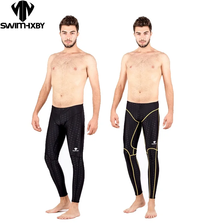 HXBY Racing Swimwear Men Swimsuit Briefs Competitive Swimming Trunks For Boys Bathing long swim pants men's long swimming trunks