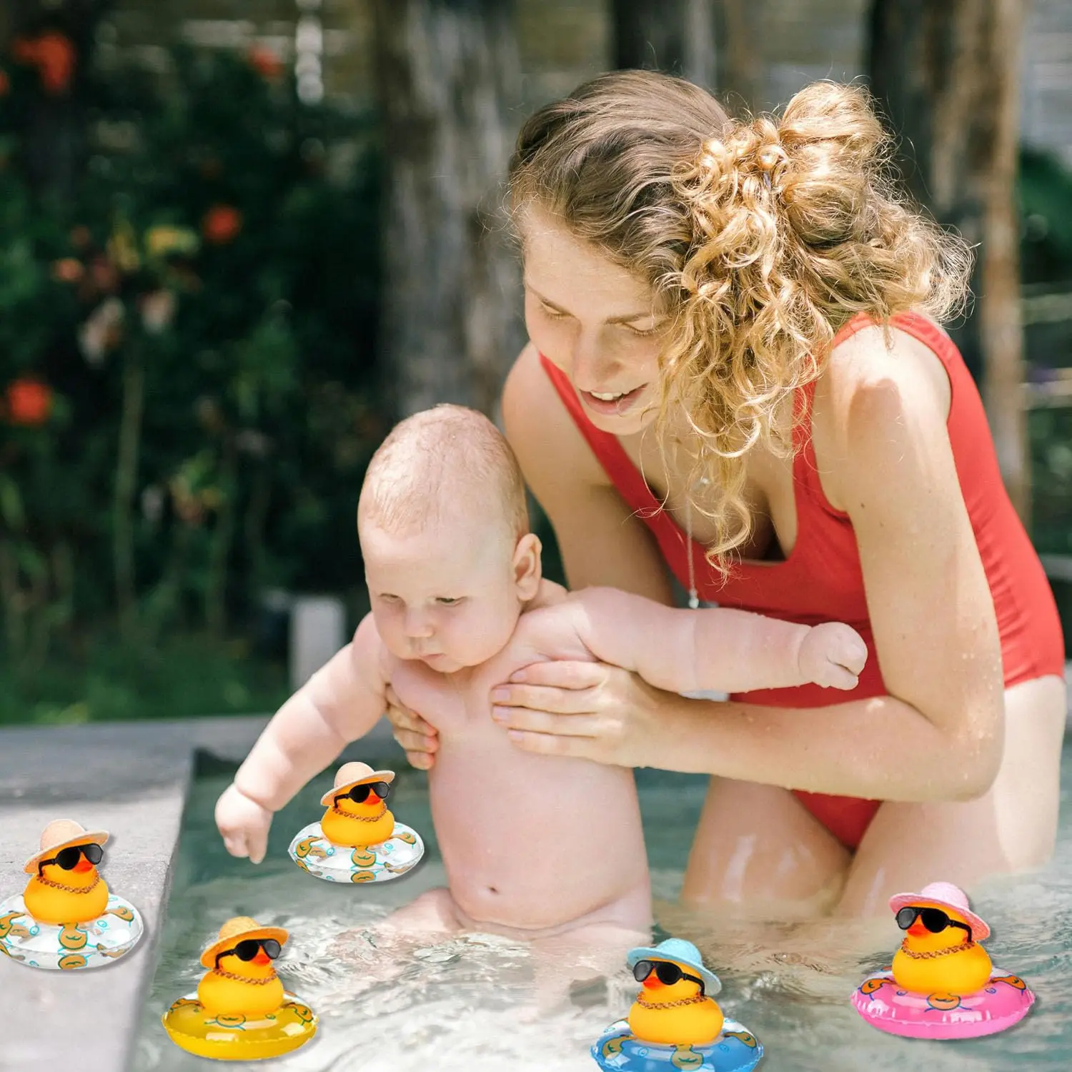 6-36 Set Mini anatre di gomma sfuse Summer Rubber Ducky Vasca da bagno Doccia Anatre per Baby Shower Decorazione cruscotto auto