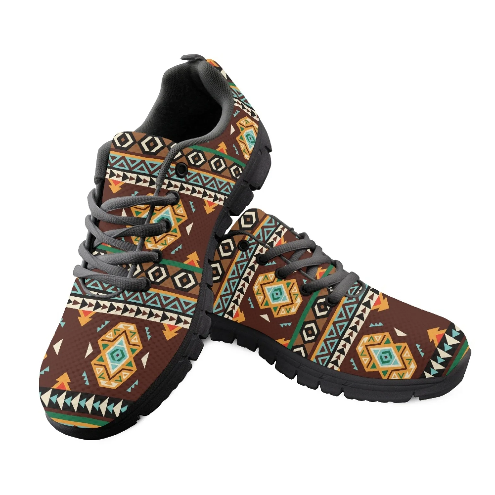 Coloranimal Geometric Ethnic Men Breathable Mesh Nursing Sneakers Leisure Shoes for Standing All Day for Trekking