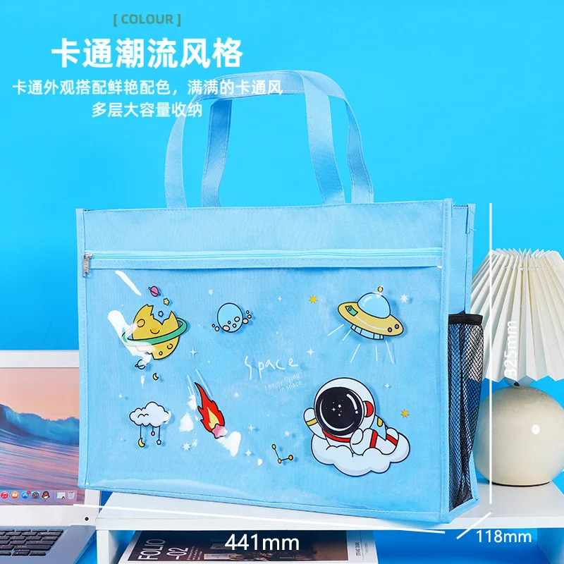 Large A3 Art Bag with Zipper for 8K Sketch Paper, Oxford Cloth Art Portfolio Tote with Multi Pockets for Drawing Marker Storage