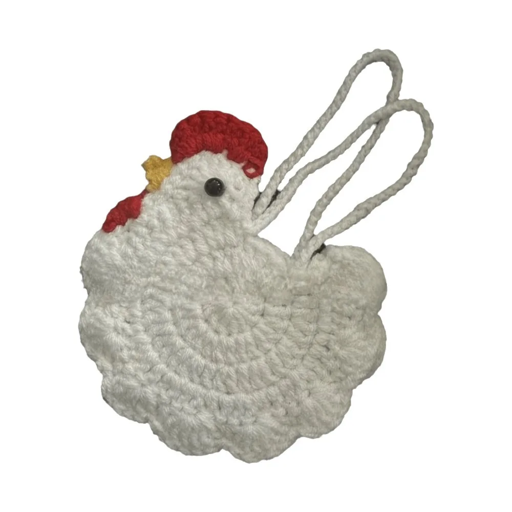 Cute Cartoon Chicken Coin Purse Double-sided Crochet Knitted Coin Purse Headphone Bag Packing Knit Crochet Handbag Girl