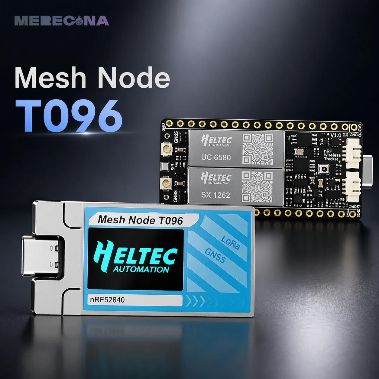 

Узел Heltec Mesh Node T096 nRF52840 LoRa Meshtastic Node13uA с ультранизким энергопотреблением, двухдиапазонный модуль GNSS/GPS SX1262 UC6580 для Arduino LoRaWAN