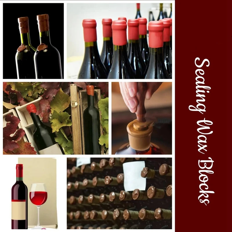 Bottle Sealing Wax Blocks - Resilient and Versatile Bottling Wax for Wine, 4 Wax Nuggets 0.5lb with PTFE-Tape,Red-A27I