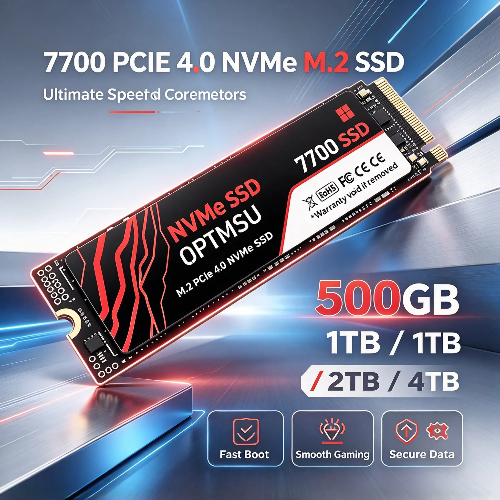 7700 SSD M2 NVMe PCIe Gen4 Embedded Solid State Disk 500GB 1TB 2TB 4TB Newest Fast Speed Game Work PC SSD Drive