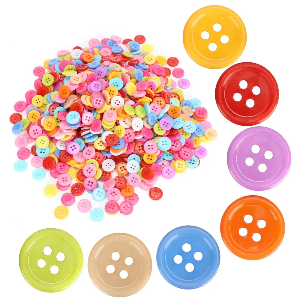 500pcs 12mm Plastic Buttons Mixed Color Colorful Sewing Buttons Plastic Material Round Shape Round Buttons Scrapbooking