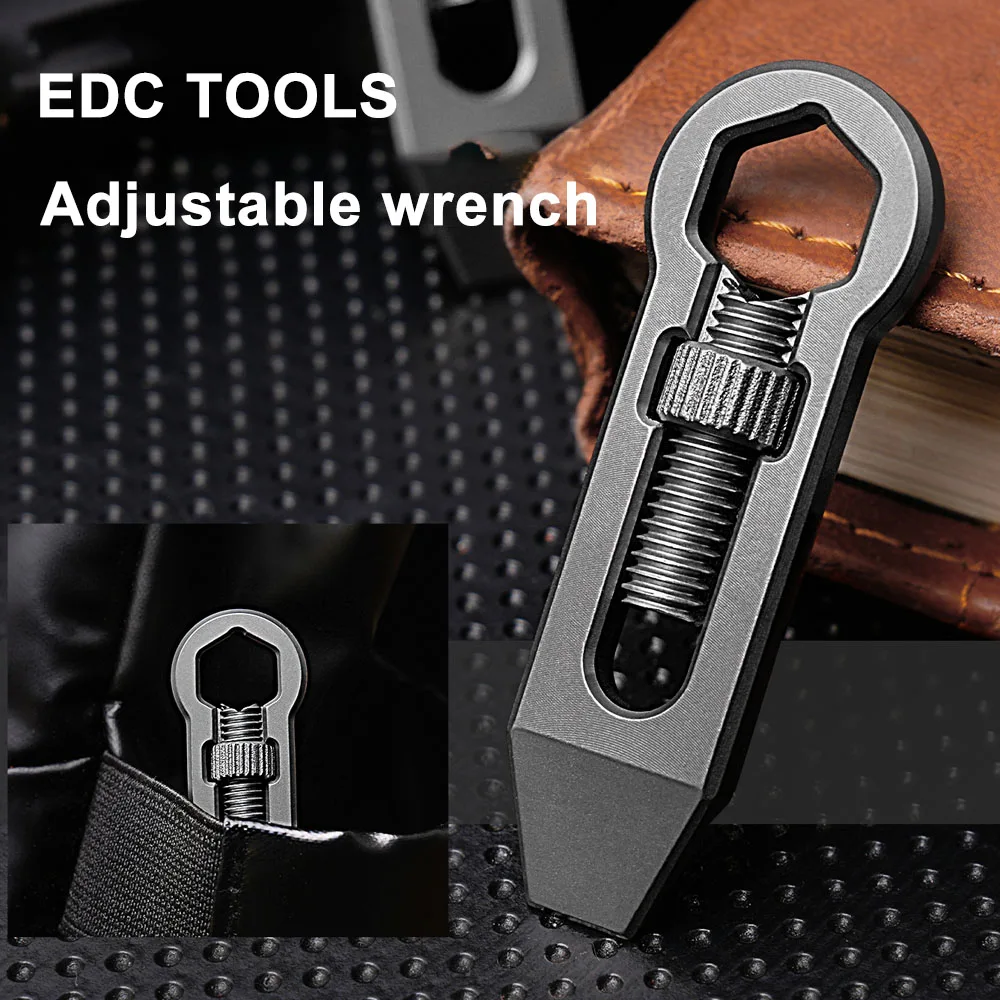 Mini Titanium Alloy Multitools Crowbar Creative Mini Multifunctional Adjustable Wrench Keychain EDC Gadget Unboxing Tool For Men