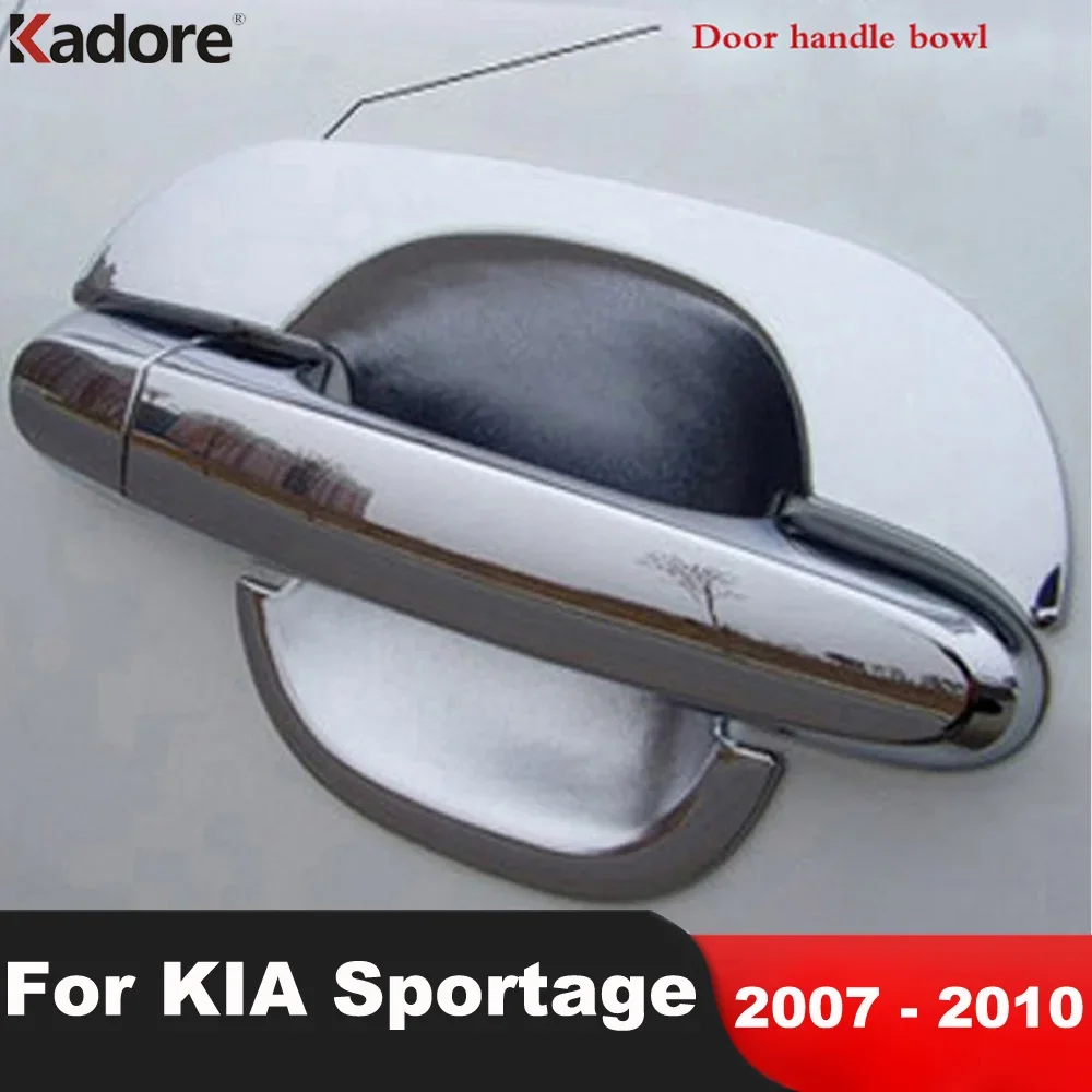 Side Door Handle Bowl Cover Trim For Kia Sportage 2007 2008 2009 2010 Chrome Car Exterior Door Handles Cup Overlay Accessories