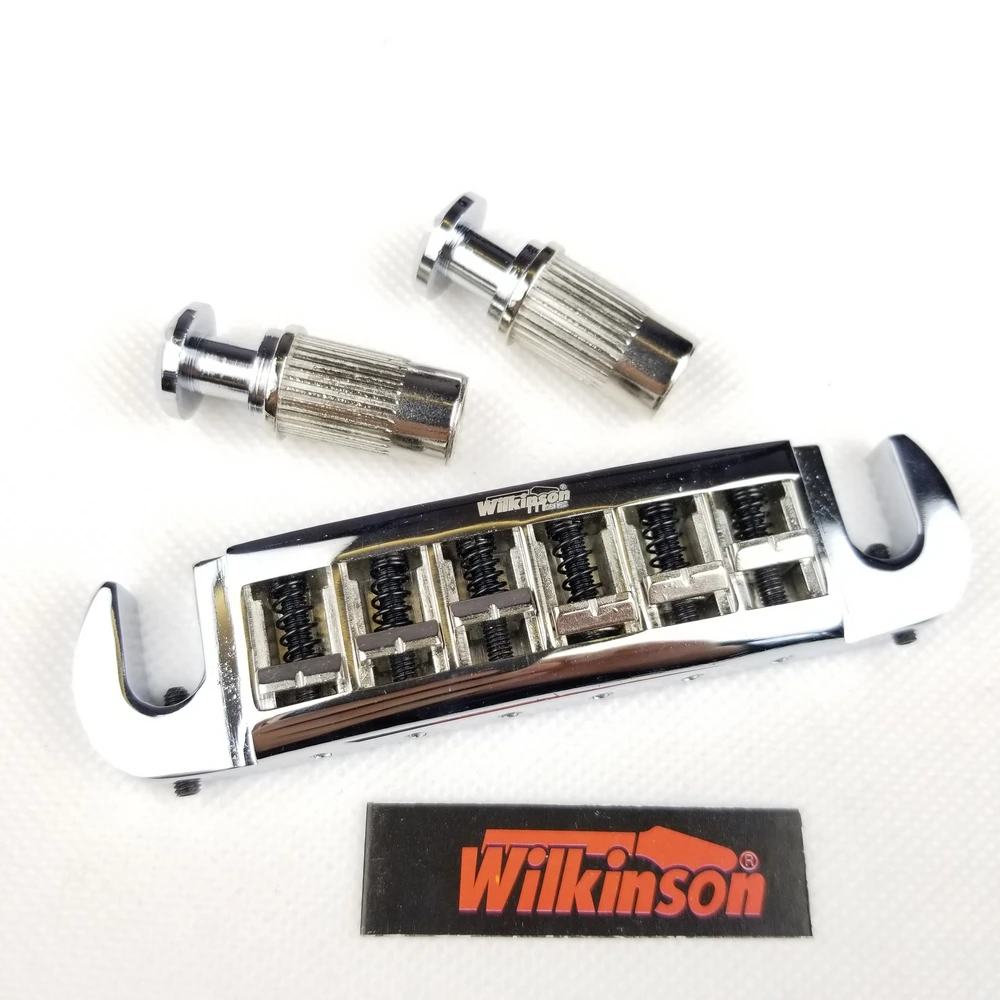 Wilkinson-WOGT3 Tailpiece Bridge para LP guitarra elétrica, Chrome Silver, ajustável Wraparound