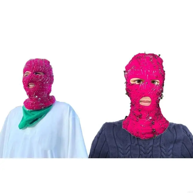 Novelty Clip Balaclava Cap for Women Men Halloween Face Mask Beanie Hat Handmade Warm FaceCover Hooded Hat Skiing Cap