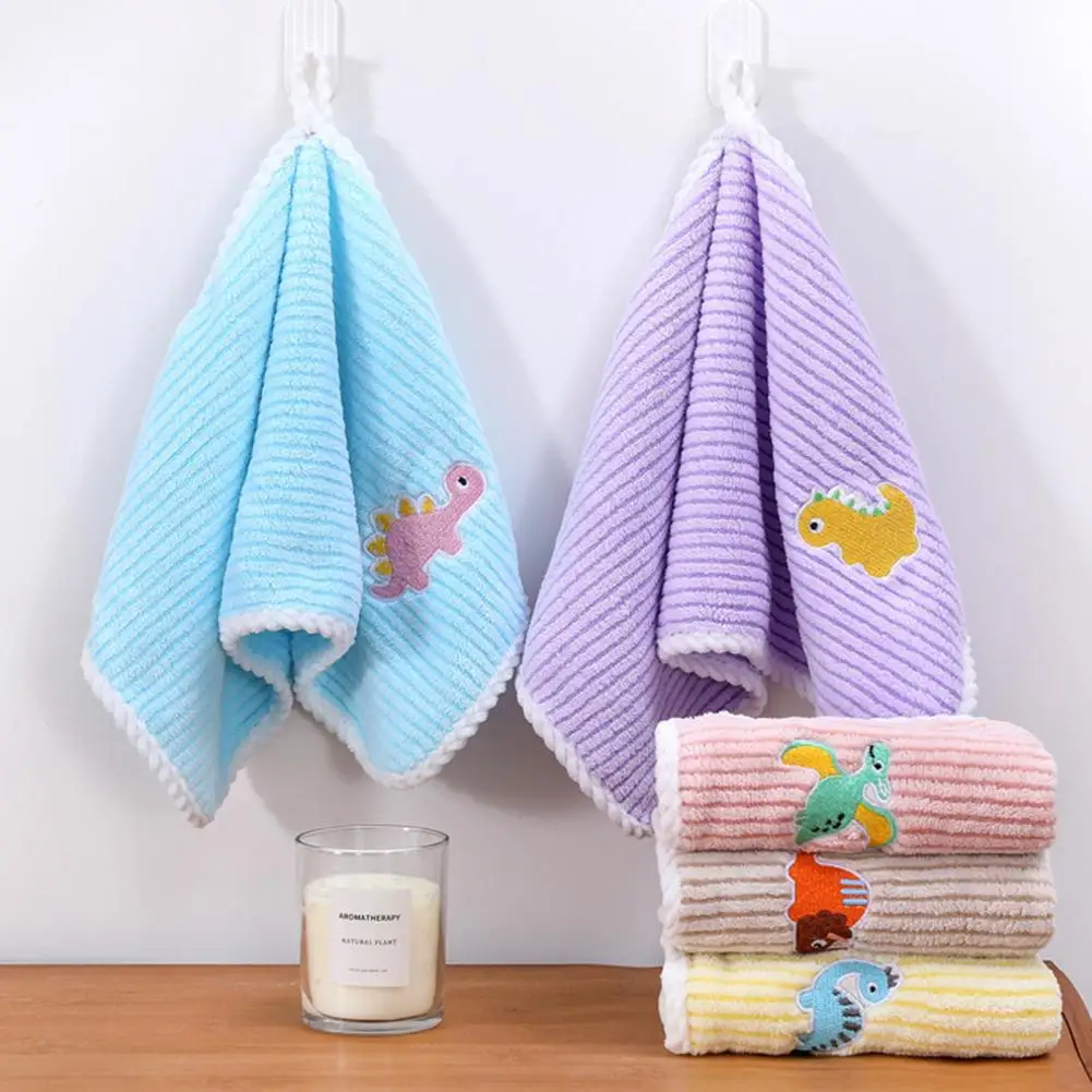 50*25cm Soft Microfiber Children's Towel With Lanyard Absorbent Non-Linting Quick-drying Bath Towel Superfine Cleaning Accessory