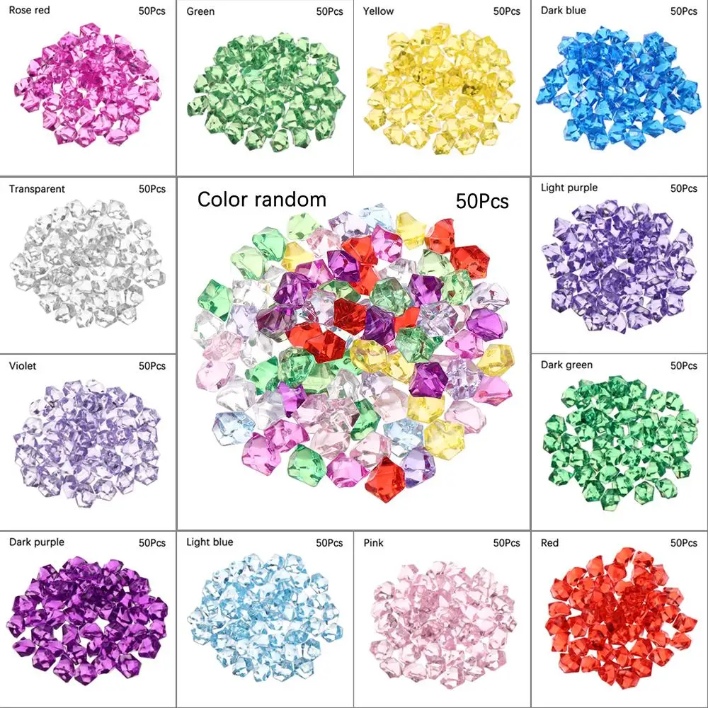 50Pcs/bag Colorful 1.4*1.1cm Aquarium Acrylic Stones Crystal Ice Cubes Decor Vase Filler Pebble Fish Tank Home Ornament