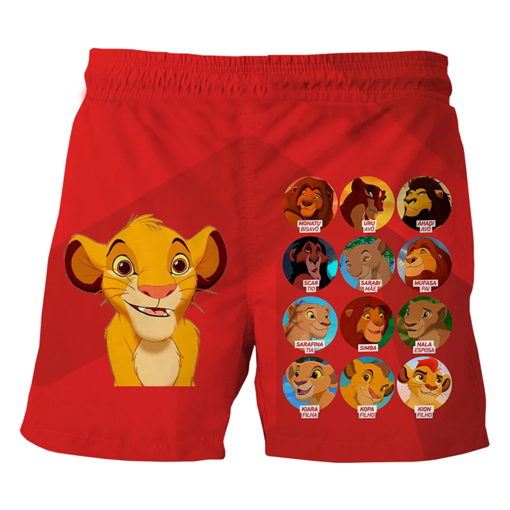 MINISO New Beach Shorts Cartoon Anime The Lion King 3D Print Men Women Fashion Casual Board Shorts Kids Trunks Swimwear Clothing