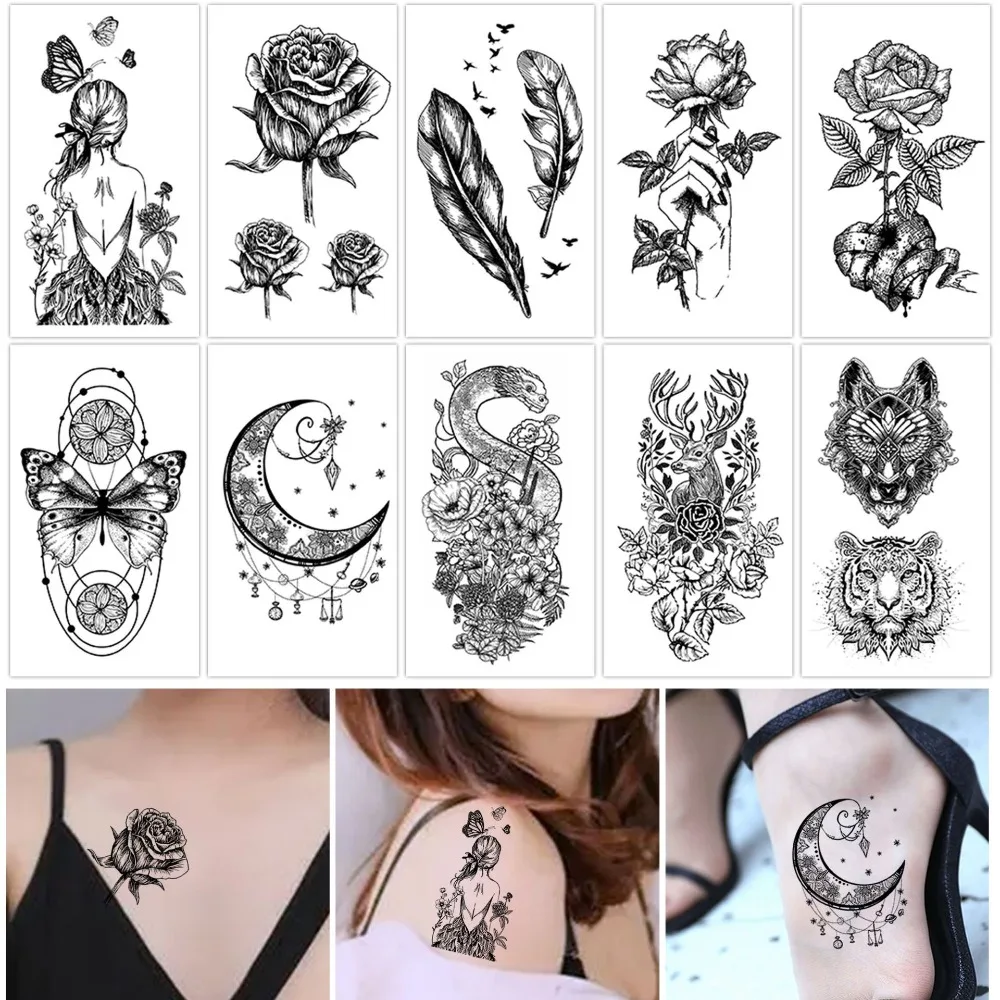 

Small Fresh Series Of Tattoo Stickers Waterproof Male And Female Models Disposable Fashion Lines Simulation Tattoo Stickers