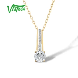 VISTOSO Genuine 9K 375 Yellow And White Gold Necklace For Women Sparkling Diamond Delicate Wedding Anniversary Fine Jewelry