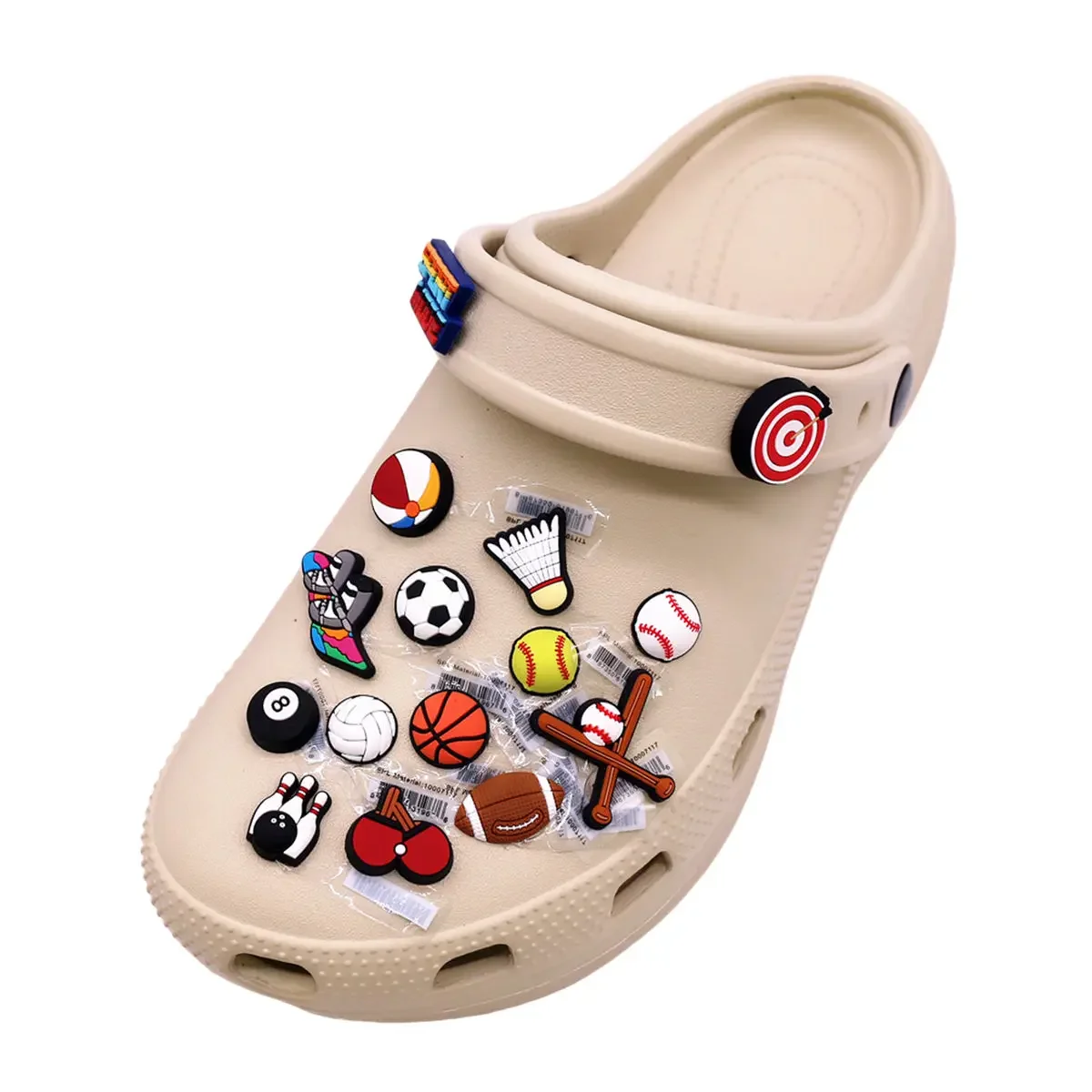 1pcs Original Athletic Sports PVC Shoe Charm Accessories Softball Surfing Swim Designer Sandals Decorations Buckle Clog Pins