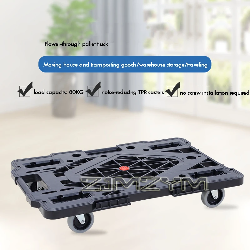 Furniture Turnover Cart Silent Moving Cargo Trailer Pallet Cart Home Office 360° Rubber Casters Anti Slip Mover Wheels