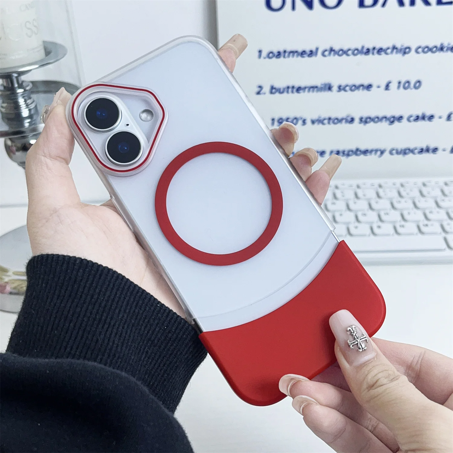 2025 신형 PC 캔디 컬러 클래시 맥세이프 케이스 (아이폰 15 14 13 12 11 16 Pro Max Plus 무선 충전 매트 탈착식 커버)