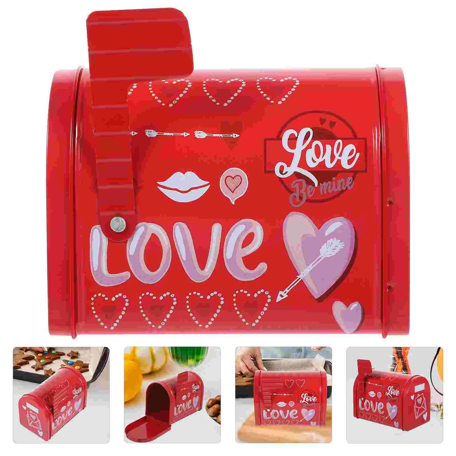 Tinplate Gift Box White Valentine Mailbox Candy Cookie Storage Container Holiday Snack Holder Metal Biscuit Packaging Tin Sturdy