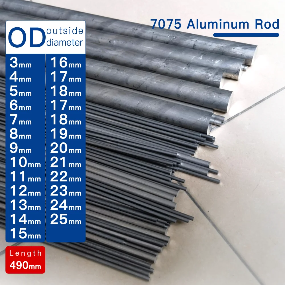 

7075 solid aluminum rod diameter 3-25mm length 490mm Super hard AL7075 grade aluminum round bar for aviation maritime industry