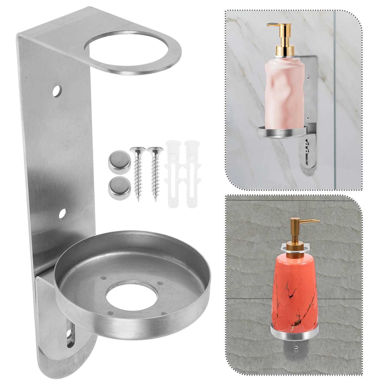 

Dispenser Wall Mounted Shampoo Bottle Stainless Steel Liquid Hand Wall Mounted Soap Holder Soap Bathroom Storage No Drill