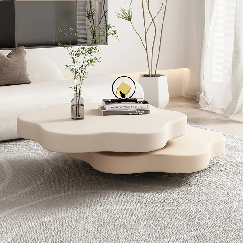 

French Cream Style Coffee Table Simple Designer Clear Aesthetic Unique Side Table Accessories Decoration Couchtisch Furniture