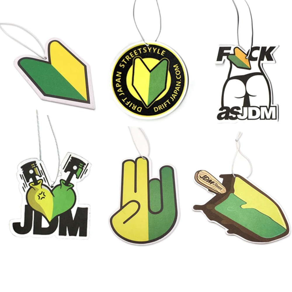 JDM Racing تعديل الثقافة سيارة معطّر الهواء معلقة مرآة الرؤية الخلفية العطر JDM كما معلقة العطور الصلبة ورقة قلادة