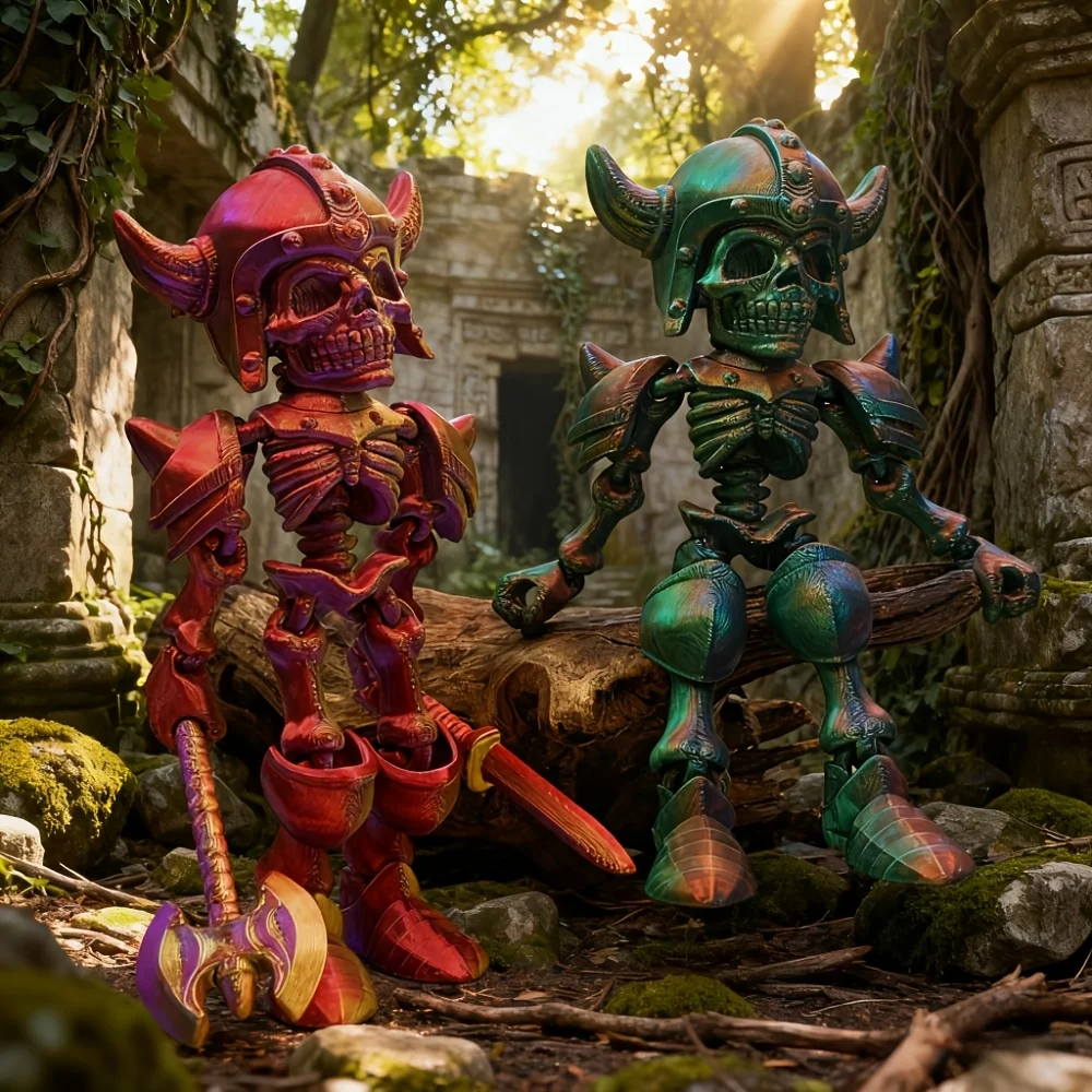 

3D Printed Skeleton Warrior Home Desktop Decoration Halloween Christmas Creative Gift Skeleton Man Decorative Statues