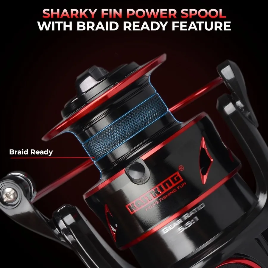 KastKing Sharky Baitfeeder III Spinning Reel 10+1 Shielded Stainless Steel BB Carbon Fiber Drag for Live Liner Bait Fishing Act