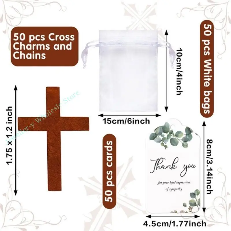 

R7UF 50Sets Baby Shower Souvenirs Gifts for Guesets Christian Keychain with Bag