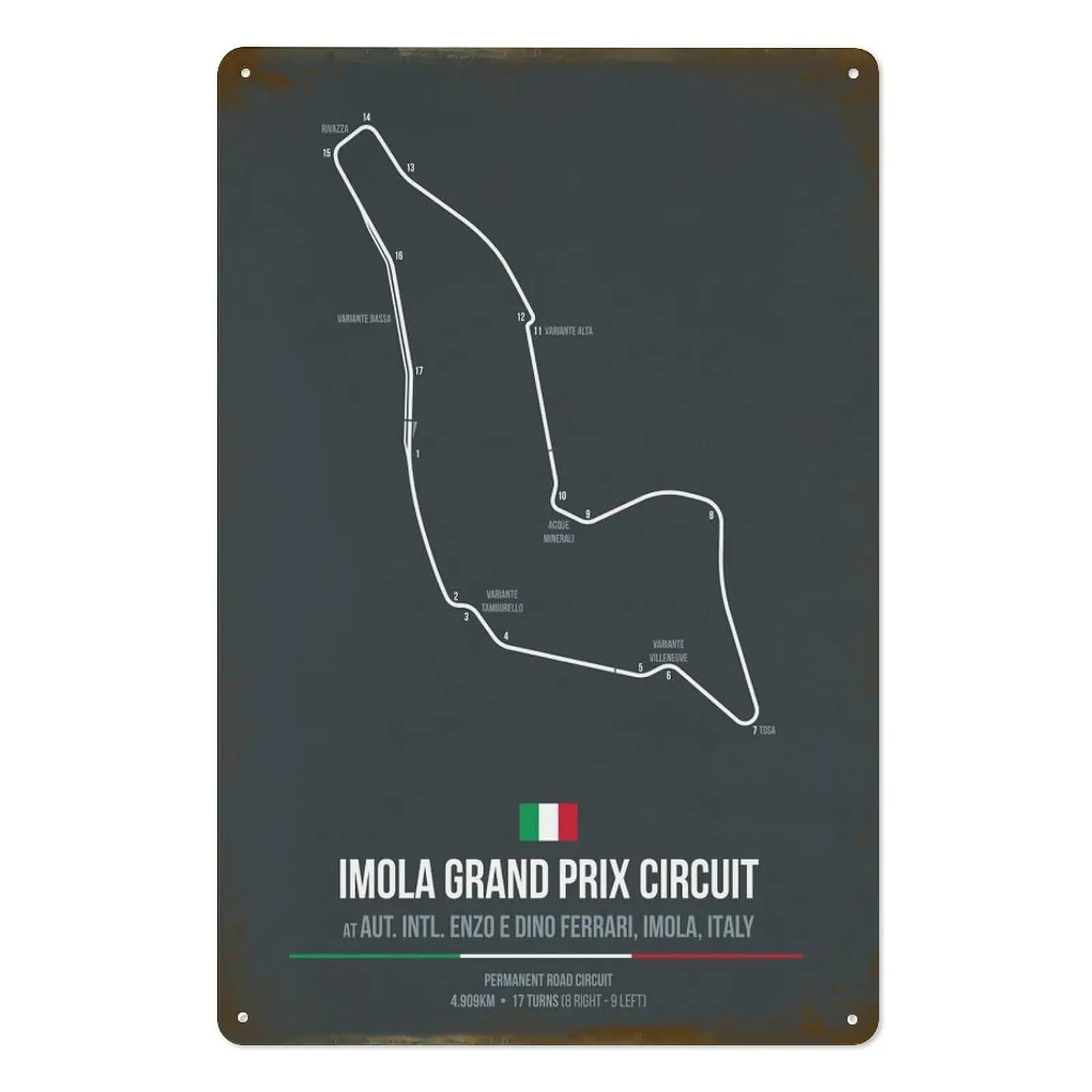 Imola Grand Prix Circuit Metal Tin Sign Poster  Painting Sign Funny Wall Vintage Art Decor Retro Plaque For Home Bar Pub Club Ca
