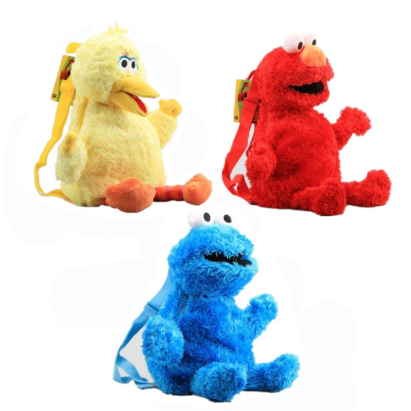 45CM Sesame Red Elmo Street zaino in peluche Blue Cookie Guy Yellow Big Bird peluche Bag regali per bambini borsa da scuola per bambini