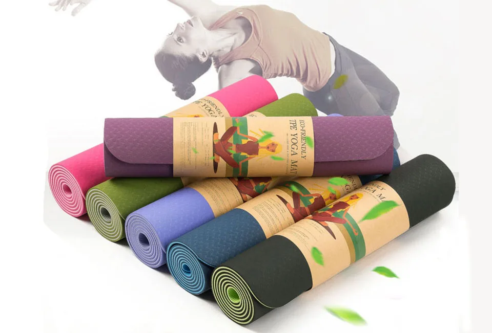 TPE Non-slip Yoga Mats, Tasteless, Tasteless Brand, Pilates, 8 Color Gym Exercise Pads, Free Bag, 183cmX61cm, 18 cm x 61cm