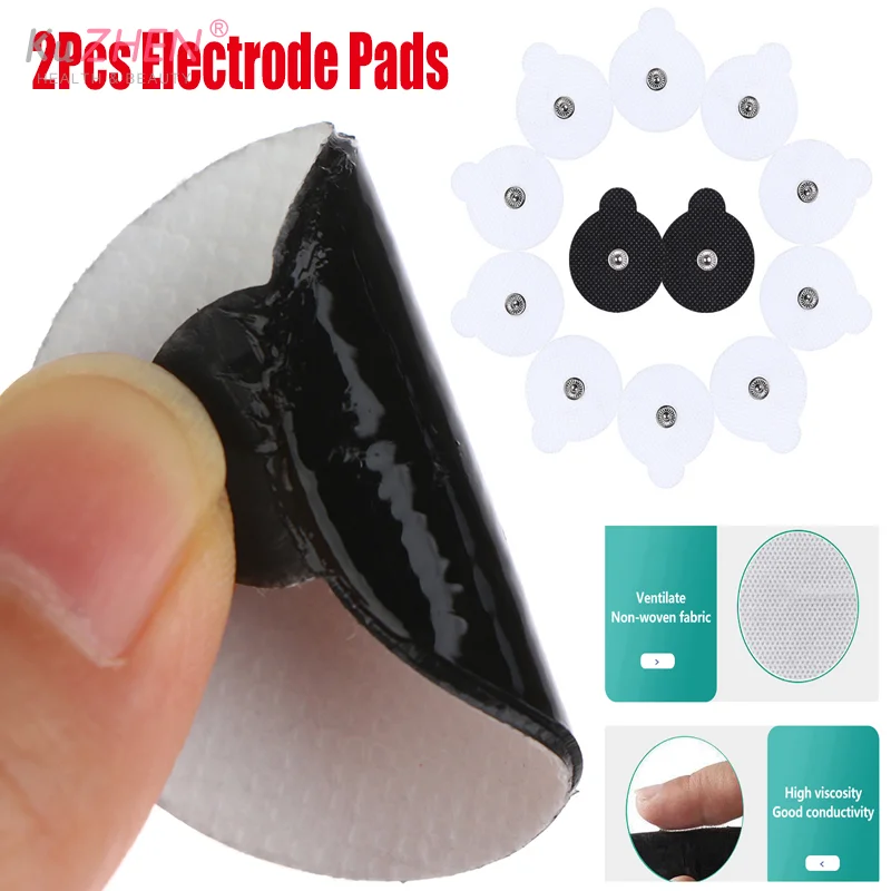 

2 шт., 4 см, круглые электродные подушечки TENS для EMS, стимулятор мышц, электротерапия, самоклеящиеся подушечки, сменные многоразовые