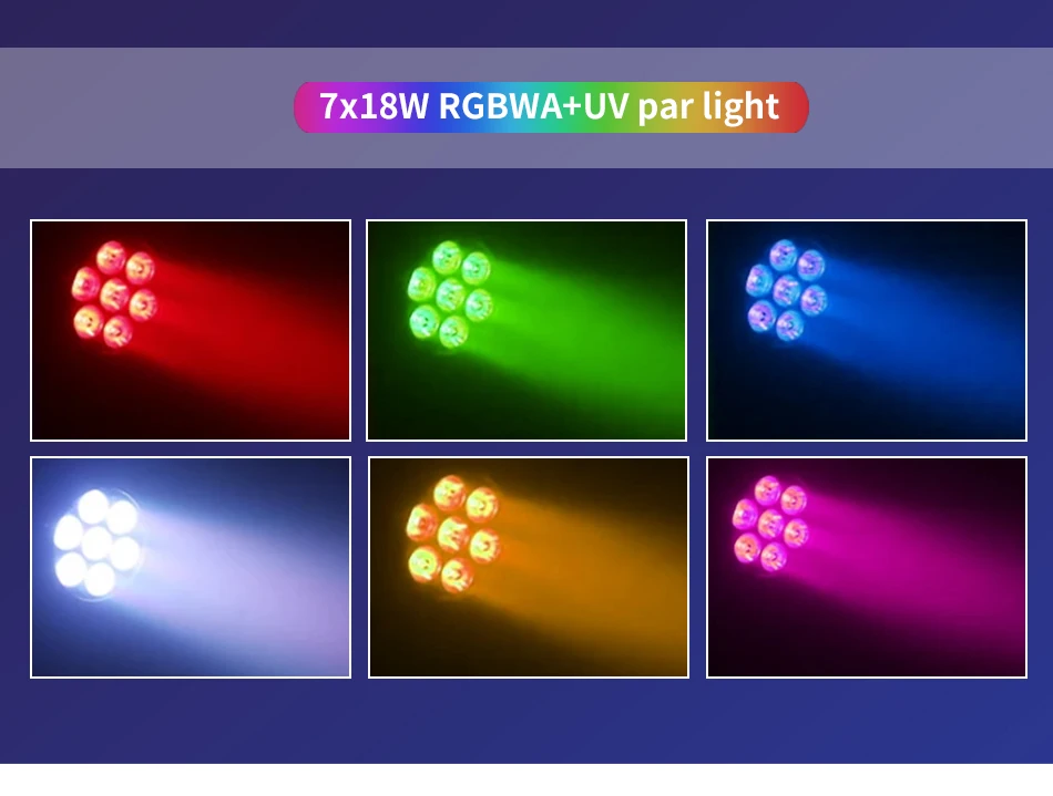 AICPOSE Waterproof LED 7x18W 6 in 1 Par Light DMX Effect Professional Stage DJ Christmas Public Color Light Outdoor Waterpro