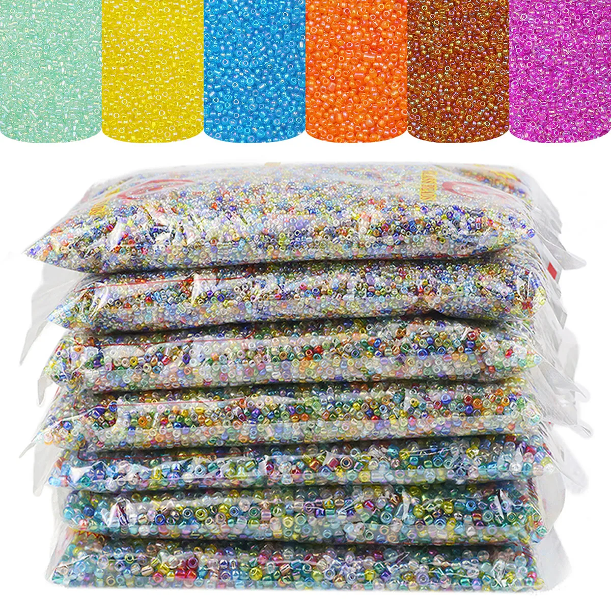 450G MultiColor 2/3/4mm Dazzling Glass Beads Mixed Color Interval Scattered Bead Jewelry Bracelet Making DIY Accessories
