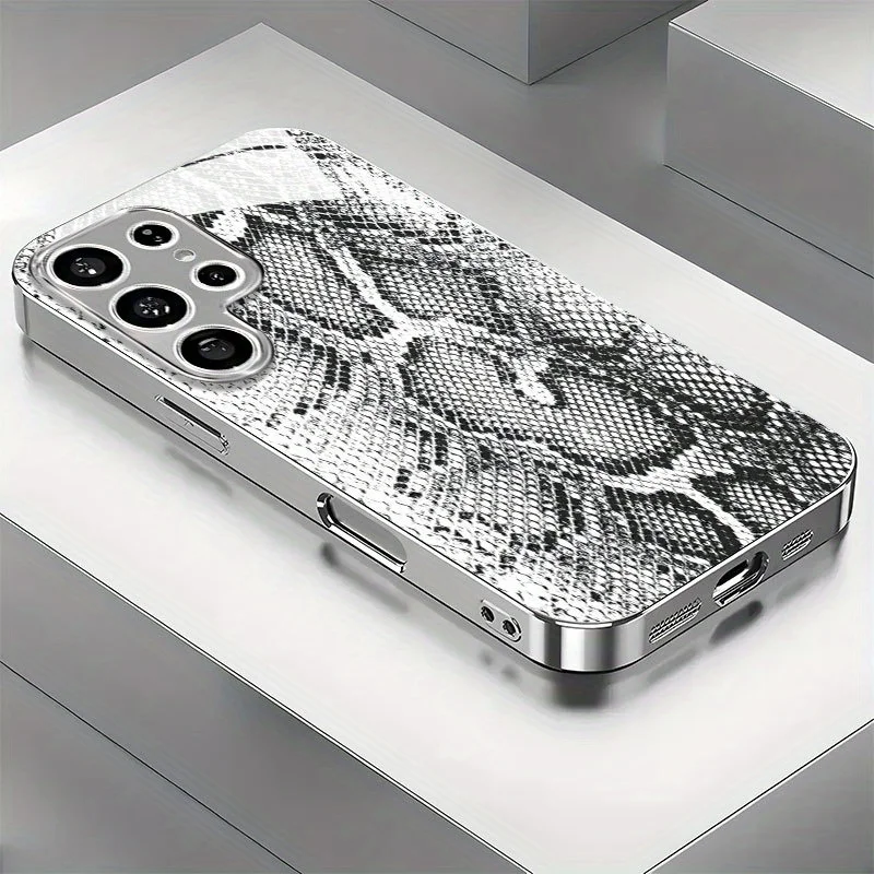 Advanced snake patterned glass phone case suitable for Samsung Galaxy S26 S25 S24 S23 S22 S21 S20 FE/Ultra/Plus anti drop