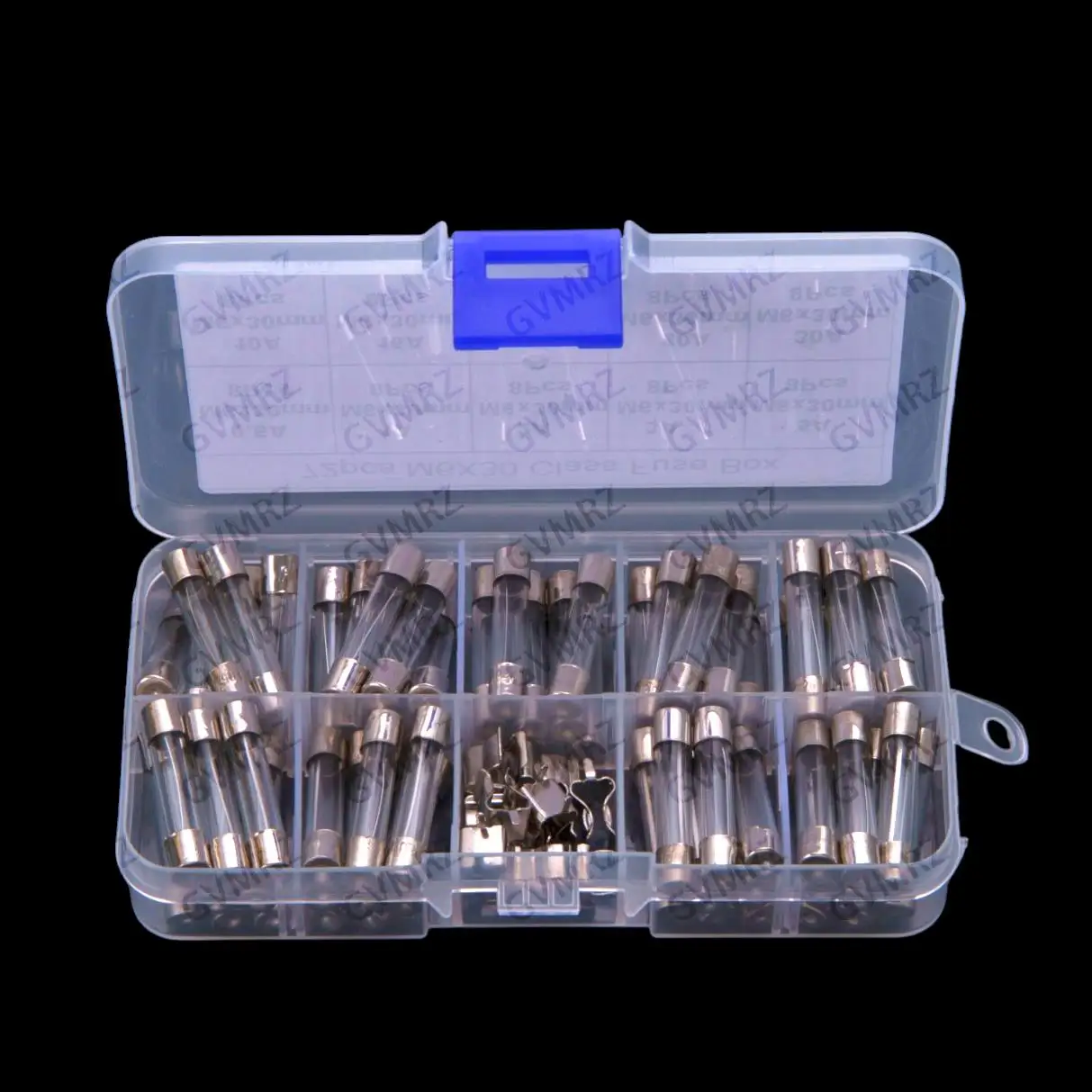 72PCS 6X30MM 0.5A-30A Glass Fuse Tubes 250V Box 0.5A 1A 2A 3A 5A 10A 15A 20A 30A  250V 6X30