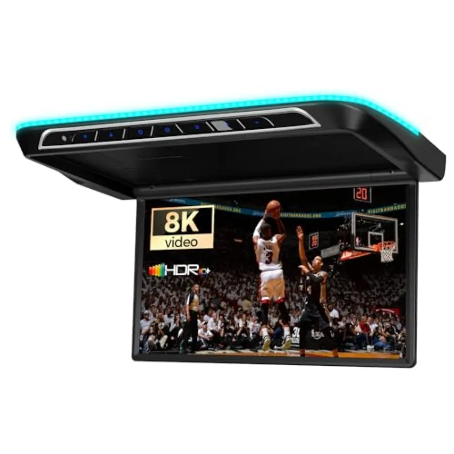 

17.3 Inch Motorized Car Overhead Player with 8K FHD IPS Screen Black Aluminum Frame Built-in Stereo Speakers Auto Flip Down HDM