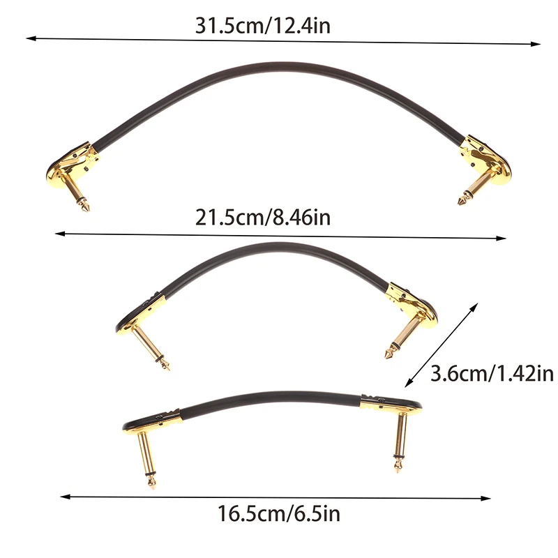 1/4 szt. 15/20/30cm Kabel do pedałów efektów gitarowych Przewód połączeniowy Płaski patch konektor Metalowe końcówki Miedziane rdzenie Akcesoria gitarowe