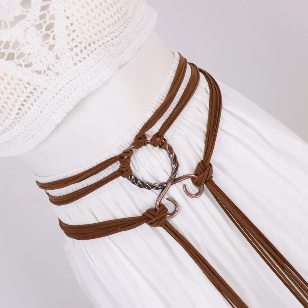Medieval Belt Rope Norse Witch Cosplay Renaissance Adjustable Tangle medieval long rope ring knotted belt women norse witch waist  main image 3