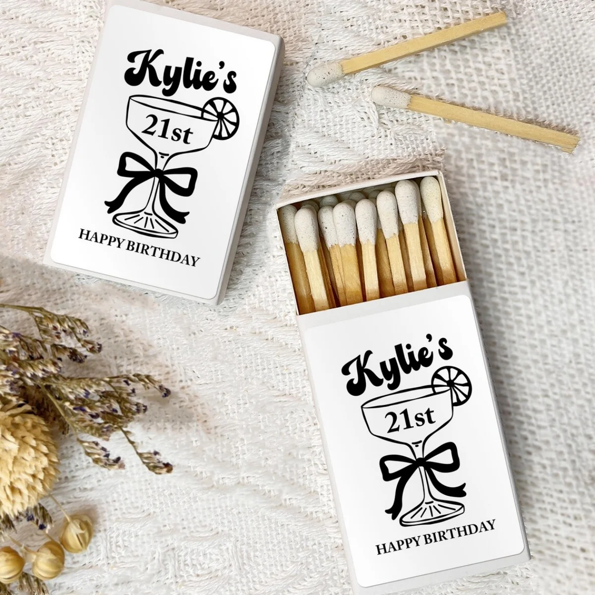 

Персонализированная спичечная коробка на 21 день рождения Мартини/Тини-бит для детей 21 лет, оптовая спичечная коробка/с святым 21 день рождения, спичечные коробки/на заказ P