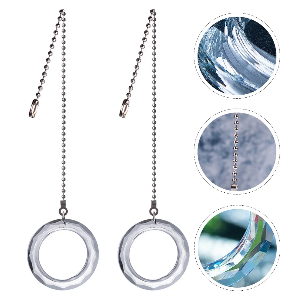 

2Pcs Crystal Ring Pull Chain Practical Accessory Ceiling Fan Pendant Decorative Light Pull Chain Home Decor