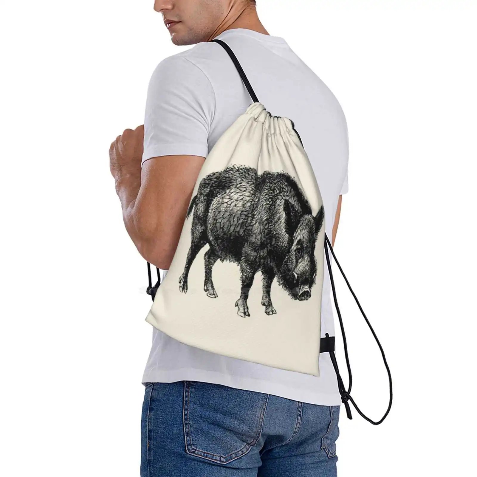 Vintage Wild Zwijn Hot Sale Schooltas Rugzak Mode Tassen Dierlijk Zwijn Slagtanden Schattige Natuur Wilde Wilde Dieren Bos Retro Hipster